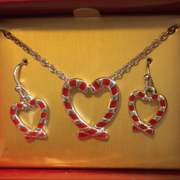 Avon Candy Cane Confection Necklace & Earring Set - Picture 1 of 2